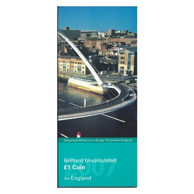 2007 BU £1 Coin for England-Millennium Bridge-Presentation Pack